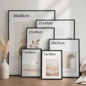 Cadre photo A4 moderne en métal noir avec plexiglas incassable pour décoration murale
