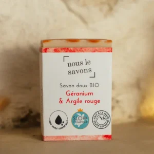 Savon bio doux – Géranium & Argile rouge