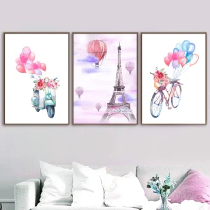 Toile imprimée moto ballon Paris en canvas multi-panneaux décor mural