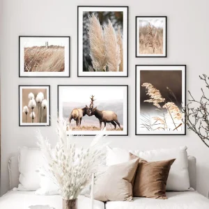 Toile murale Canvas pampas séchées imprimée – décor salon naturel élégant.