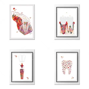 Affiche dent molaire toile imprimée médicale aquarelle anatomique murale