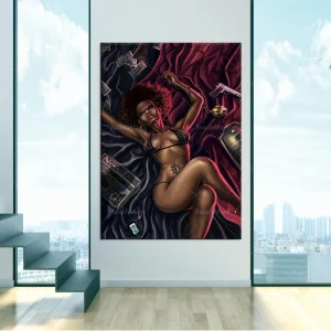 Impression toile femme africaine huile canvas décor mural élégant