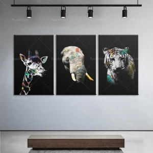 Affiches Graffiti Animaux Toile Canvas UV Étanche Décor Salon Moderne