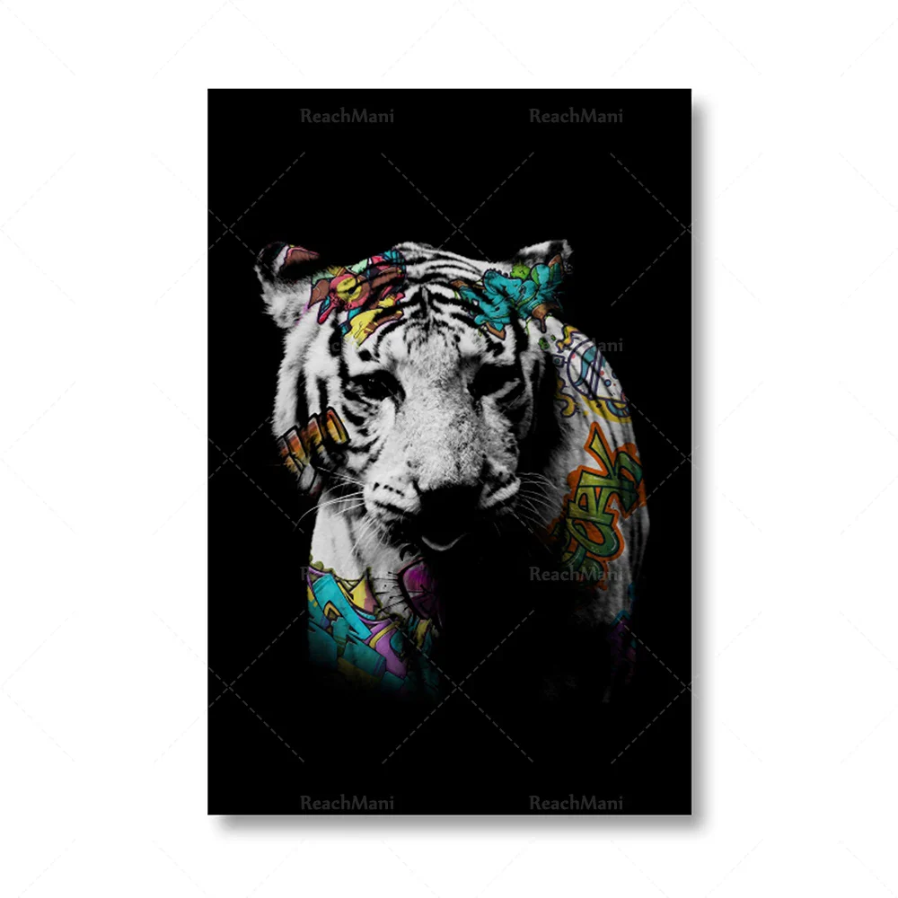 Affiches Graffiti Animaux Toile Canvas UV Étanche Décor Salon Moderne – Image 5