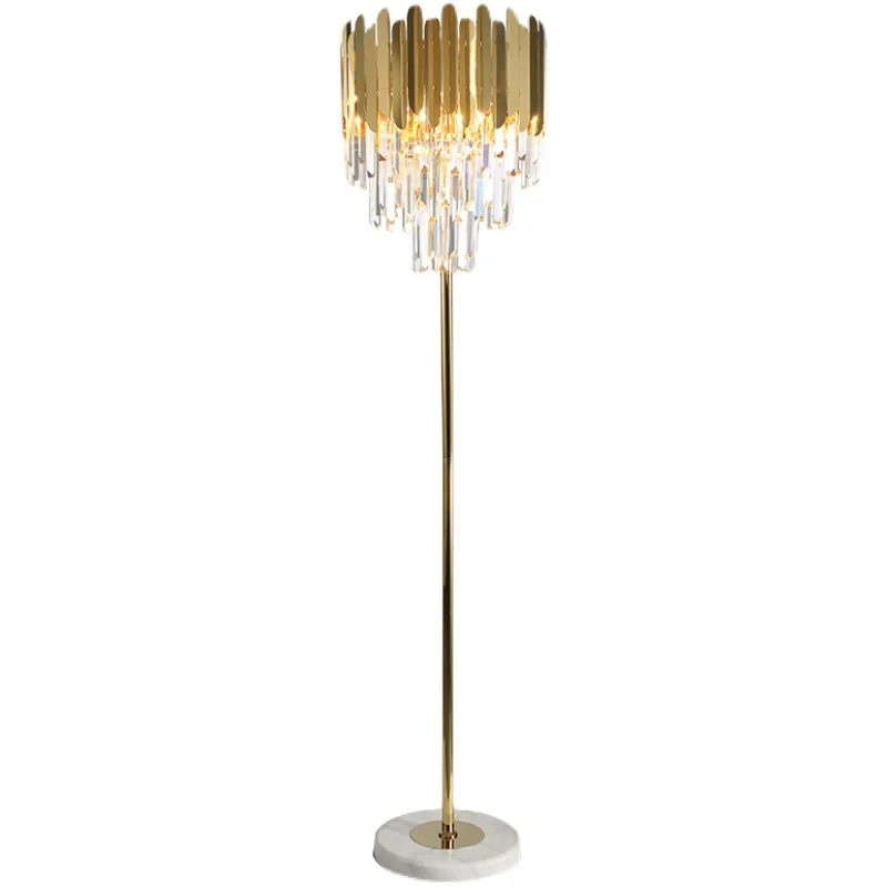 Lampe LED autoportante design art déco postmoderne en acier inoxydable et cristal marbré pour chambre – Image 2