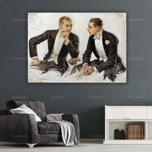 Toile reproduction J.C. Leyendecker huile sur toile décor mural