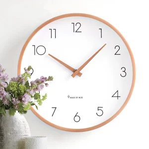 Horloge murale en bois massif design nordique silencieuse pour salon et chambre