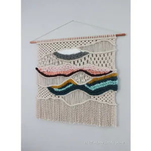 Tapisserie murale macramé bohème tissée main 80x80 cm, décoration salon moderne en coton