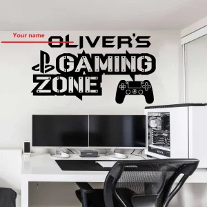 Autocollant mural personnalisé avec nom pour salle de jeu, décoration moderne et écologique