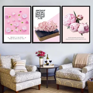Toile imprimée CANVAS fleurs roses - Déco murale chambre fille