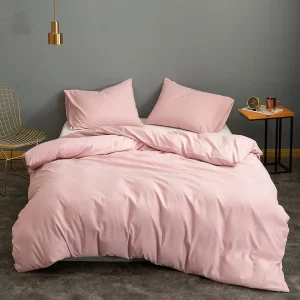 Housse de couette rose 200x220 cm pour filles, couleur unie, polyester, King Size