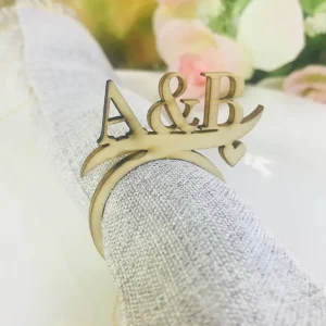 Rond de serviette personnalisé en bois acrylique avec initiales pour mariage et décoration de table