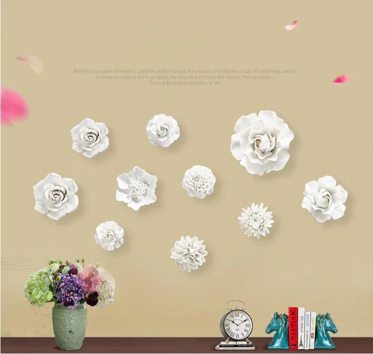 Décoration murale en céramique blanche fleur moderne pour chambre et salon – Image 4