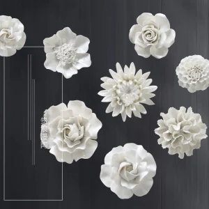 Décoration murale en céramique blanche fleur moderne pour chambre et salon