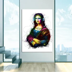 Toile imprimée Mona Lisa en canvas lin – Art graffiti déco
