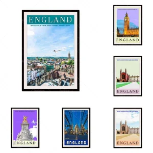 Affiche toile paysage d'Angleterre décor mural lin coton premium