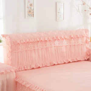 Housse de tête de lit matelassée lavable avec bord en dentelle - Protection élégante pour votre lit