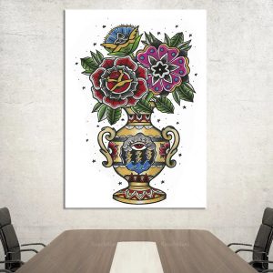 Toile imprimée nordique en canvas - Vase coloré mural élégant