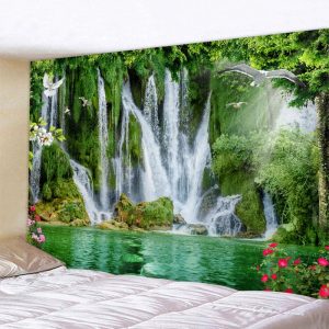 Tapisserie murale cascade naturelle paysage marin décoration bohème mandala pour salon