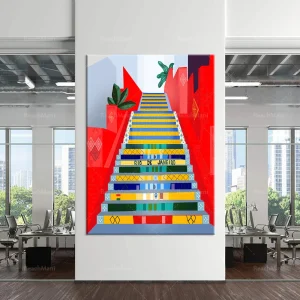Affiche de Voyage Rio de Janeiro Escaliers Serraron Art Mural Imprimable Décoration Maison