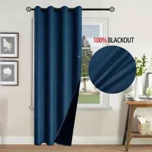 Rideau thermique bleu occultant 100% pour chambre