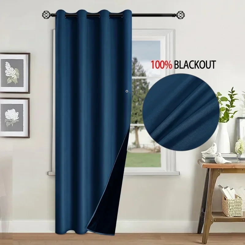 Rideau thermique bleu occultant 100% pour chambre – Image 2