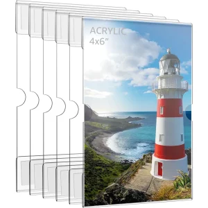 Cadres photo acrylique transparents auto-adhésifs pour mur sans perçage - Lot de 6, 12 ou 24 pièces
