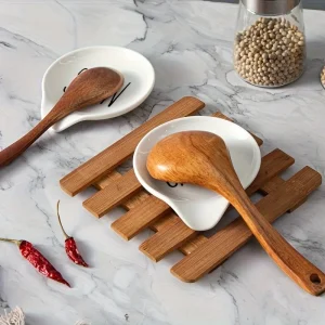 Repose-cuillère en céramique design simple pour comptoir de cuisine, style ferme, 1 ou 2 pièces