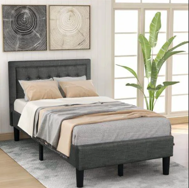 Tête de lit moderne rembourrée gris foncé pleine taille pour chambre à coucher élégante – Image 7