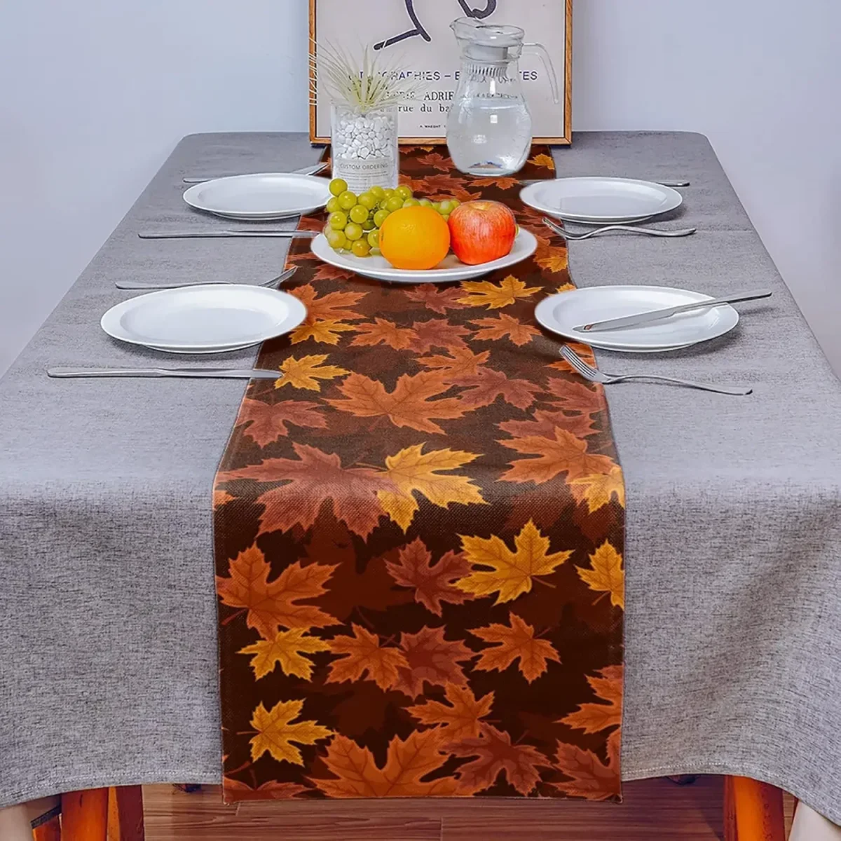 Chemin de table en lin qualité supérieure pour décoration automnale – Image 5