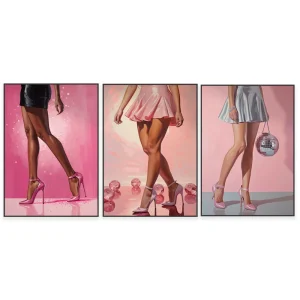 Affiche toile mode talons hauts disco rose glamour pour décoration