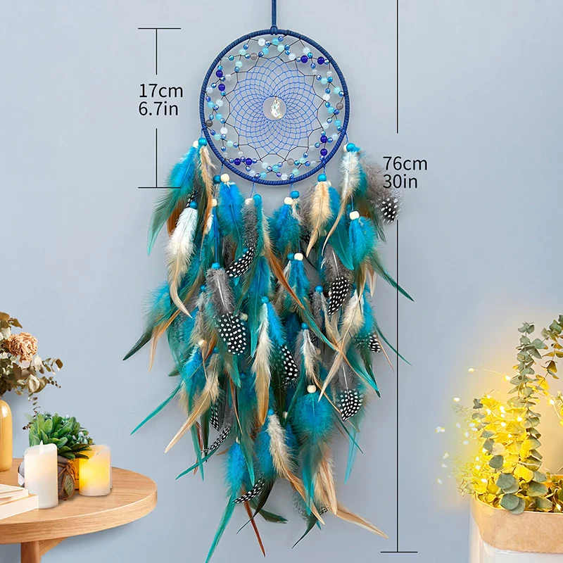 Attrape-rêves métal coloré à plumes décoration murale chambre salon – Image 3