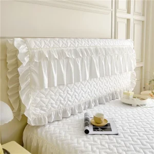 Housse de tête de lit matelassée en dentelle plissée pour lit 1,2m à 2,2m - Ombre Interieur