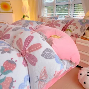 Housse de couette polaire chaude pour l'hiver - Taille simple/Queen/King - Ombre Interieur