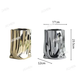 Grand cache-pot en céramique argentée moderne pour plantes succulentes et décoration d'intérieur