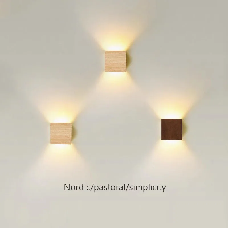 Applique murale LED bois noyer lumière chaude pour salon chambre décoration nordique – Image 3