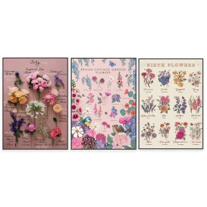 Affiche fleur de naissance toile coton imprimée haute qualité décor