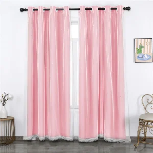 Rideau occultant rose enfantin polyester
