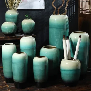 Grand vase en céramique européen haut pour décoration intérieure