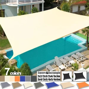 Voile d'ombrage rectangulaire imperméable pour jardin, patio et piscine - Protection UV optimale