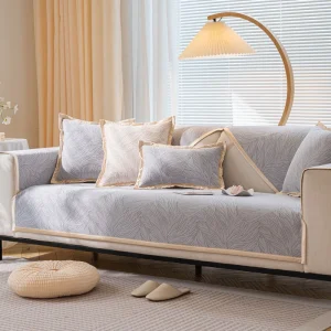 Housse de canapé chenille jacquard antidérapante confort déco salon