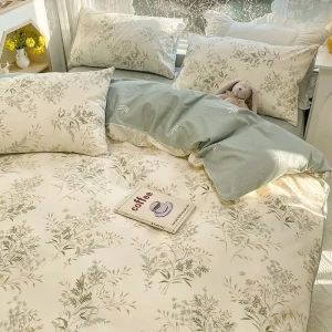 Housse de couette florale 1 personne taille Queen - Ensemble literie sans remplissage