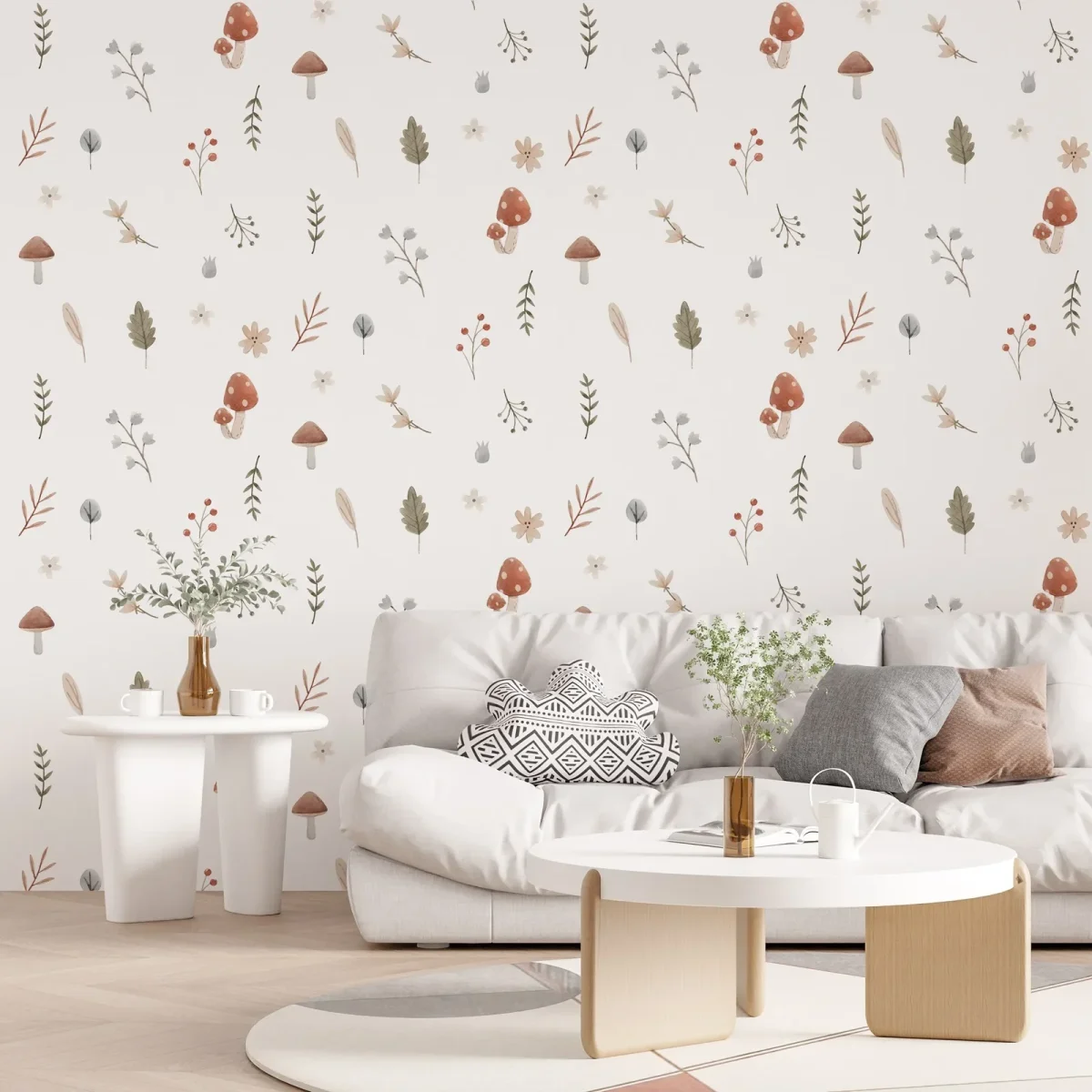 Papier peint adhésif non tissé blanc feuilles pour chambre de fille - Décoration pépinière facile – Image 4