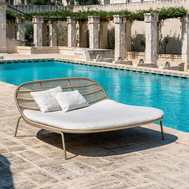 Canapé-lit rotin inclinable pour balcon terrasse étanche protection solaire design nordique – Image 5