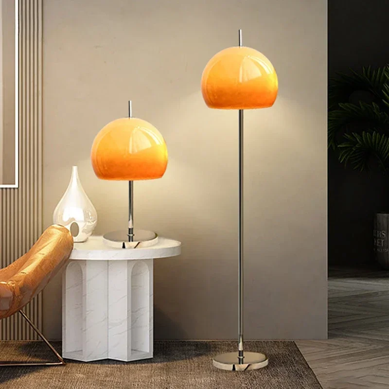 Lampe champignon orange en verre rétro - Lampadaire autoportant Bauhaus pour salon et chambre – Image 2