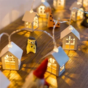 Guirlande lumineuse Noël en bois 2m avec 10 LED pour décoration intérieure festive