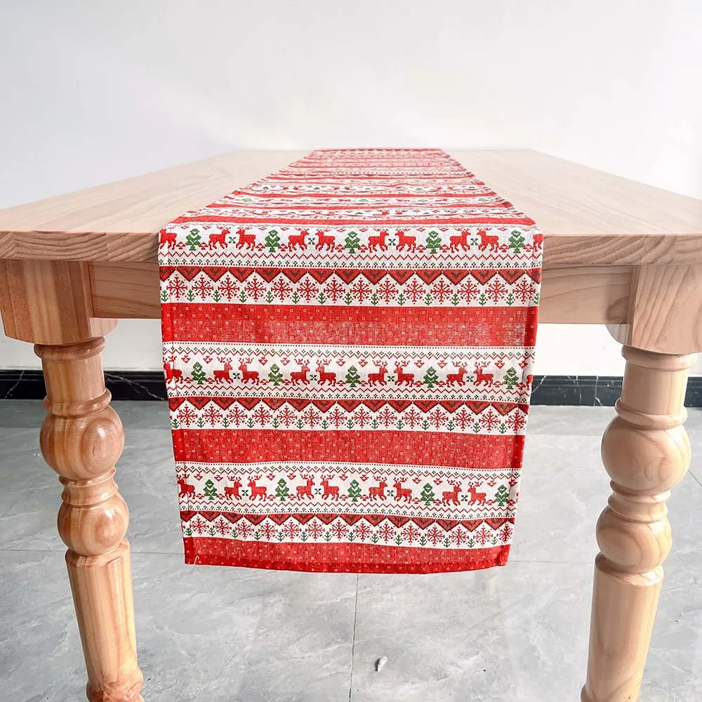 Chemin de table Noël polyester 30x180cm motif cerf neige élégant – Image 6