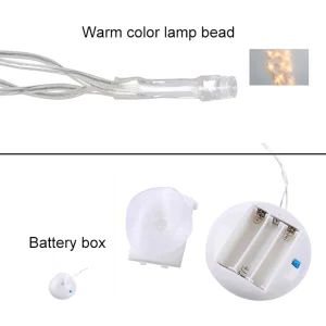 Guirlande lumineuse LED pour sapin de Noël à ventouse blanc chaud avec piles décoration intérieure