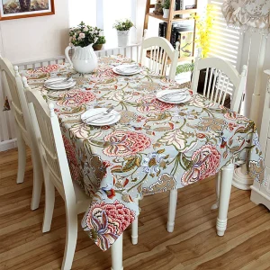 Nappe coton épais motif floral pour table banquet élégante