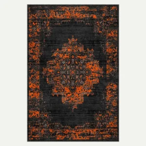 Tapis terracotta lavable pour salon et chambre - Décoration vintage antidérapante